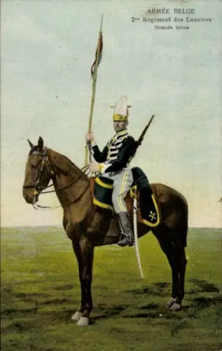 CPA Armée Belge, 2. Régiment des Lanciers, Grande tenue