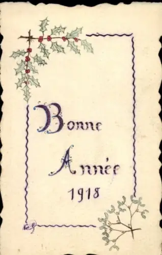 Ak Glückwunsch Neujahr, Stechpalme, Mistelzweige