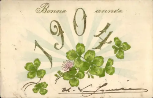Ak Glückwunsch Neujahr, Kleeblatt, Jahreszahl 1904
