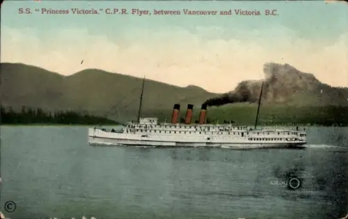 PC SS Princess Victoria, CPR Flyer, between Vancouver and Victoria BC