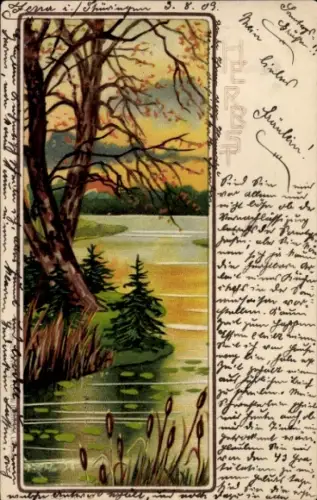 Ak Allegorie Herbst, Seepartie