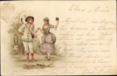 Litho Tanzpaar, Liebespaar, Kitsch