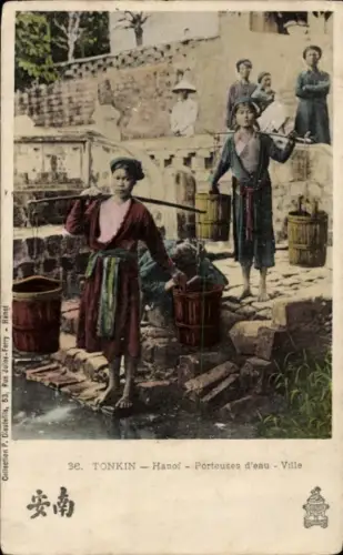 Ak Hanoi Tonkin Vietnam, Porteuses d'eau, Ville