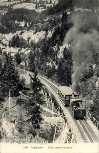 Ak Vitznau Kanton Luzern, Rigibahn, Schnurtobelbrücke