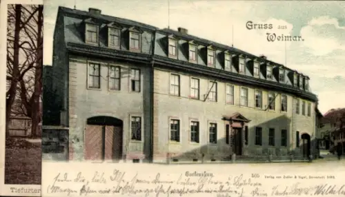 Ak Weimar in Thüringen,  aus  Gebäude, Text 'Gruss aus Weimar', Verlag Zedier & Vogel
