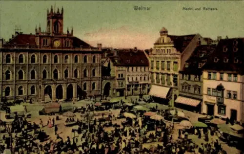 Ak Weimar in Thüringen, Markt, Rathaus