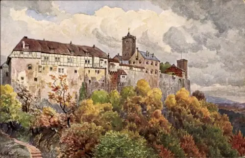 Künstler Ak Schulz, O., Lutherstadt Eisenach in Thüringen, Wartburg, Lutherstube
