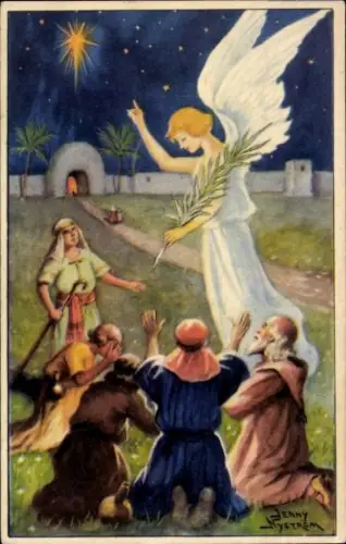 Künstler Ak Nyström, Jenny, Frohe Weihnachten, Engel