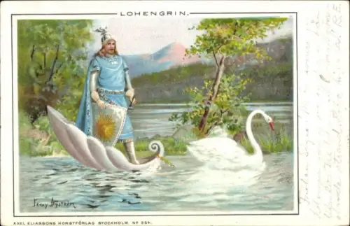Litho Lohengrin, Ritter, Schutzschild, Schwan