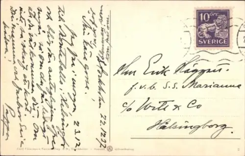 Künstler Ak Nyström, Jenny, Glückwunsch Neujahr, Ortspartie, Brücke