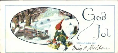 Mini Künstler Ak Nyström, Jenny, Frohe Weihnachten, Zwerg