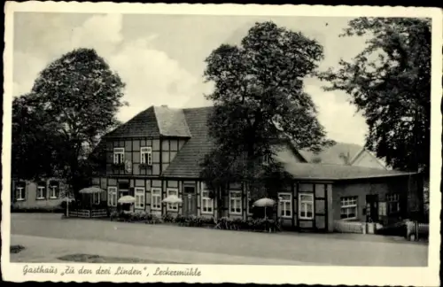 Ak Ostercappeln in Niedersachsen, Gasthaus zu den drei Linden, Leckermühle