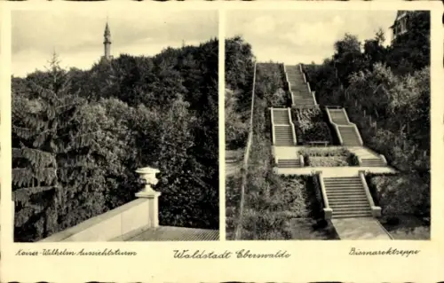 Ak Eberswalde, Forsthaus Bornemannspfuhl, Kaiser Wilhelm Aussichtsturm, Waldstadt  Bismarcktreppe