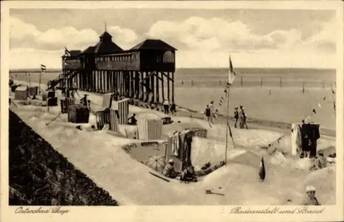 Ak Ostseebad Deep Pommern, Badeanstalt und Strand