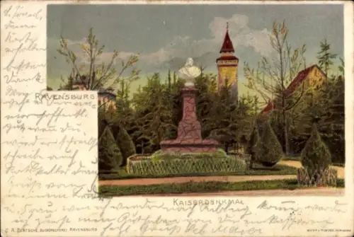 Litho Ravensburg in Württemberg Oberschwaben, Kaiserdenkmal