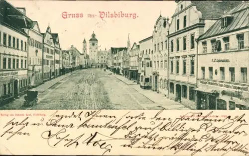 Ak Vilsbiburg in Niederbayern, Straßenansicht, Geschäfte