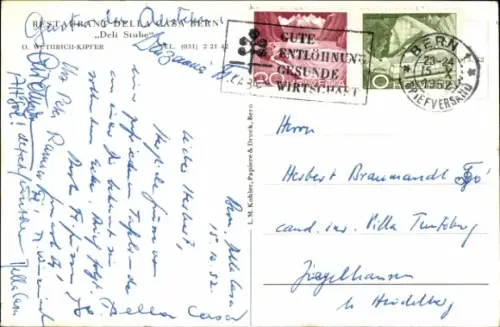 Ak Bern Stadt Schweiz, Blick in die Deli Stube