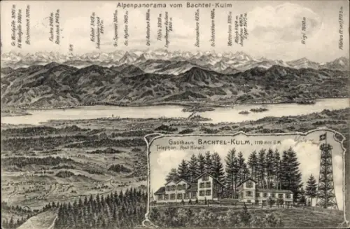 Ak Hinwil Kanton Zürich Schweiz, Bachtel Kulm, Alpenpanorama