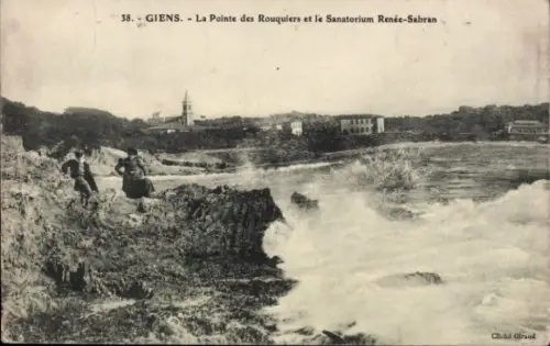 Ak Giens Var, Küstenlandschaft, Wellen, Sanatorium, Kirche, Menschen