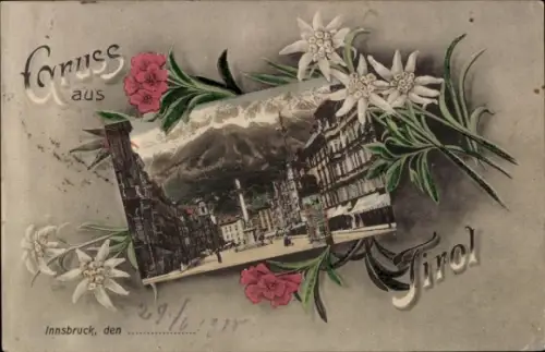 Ak Innsbruck Tirol, Patscherkofel,  Berge, Blumen, 29. Jahr