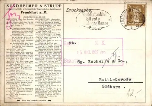 Landkarten Ak Werbung, Leihdecken, Sundheimer & Strupp