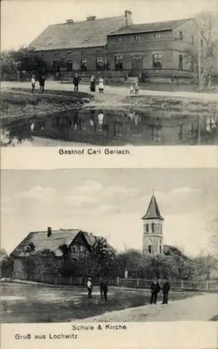 Ak Lochwitz Gerbstedt, Gasthof, Schule, Kirche