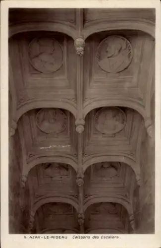 Ak Azay le Rideau Indre et Loire, Caissons des Escaliers