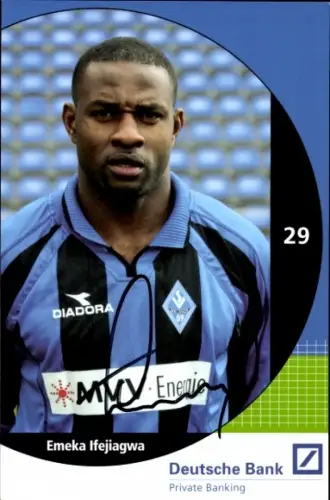 Autogrammkarte Fußballer Emeka Ifejiagwa, SV Waldhof Mannheim 07, Autogramm