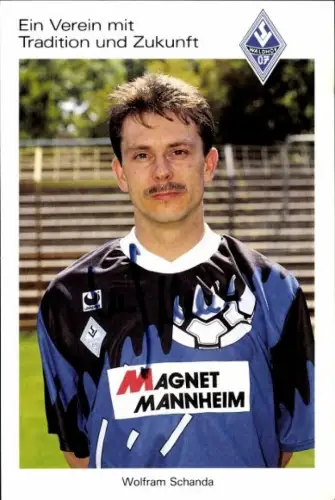 Autogrammkarte Fußballer Wolfram Schanda, SV Waldhof Mannheim 07, Autogramm