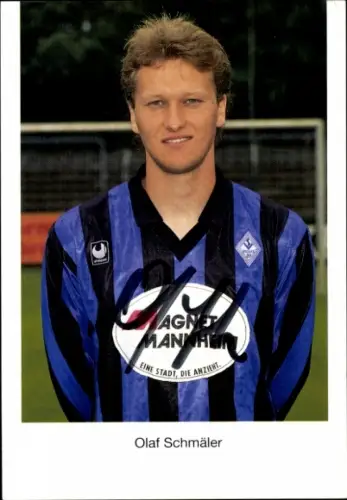 Autogrammkarte Fußballer Olaf Schmäler, SV Waldhof Mannheim 07, Autogramm