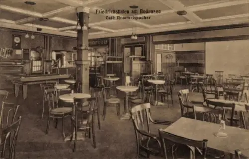 Ak Friedrichshafen am Bodensee, Café Rommelspacher, Innenansicht