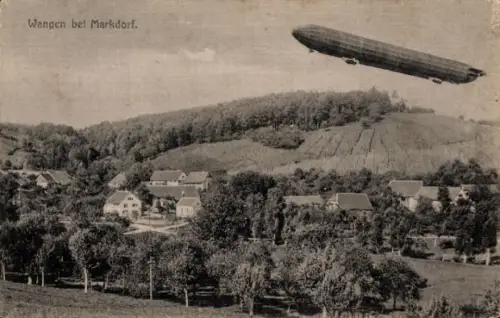 Ak Wangen Markdorf Bodenseekreis Baden, Teilansicht, Zeppelin