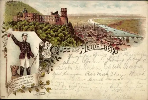 Studentika Vorläufer Litho Heidelberg am Neckar, Gesamtansicht