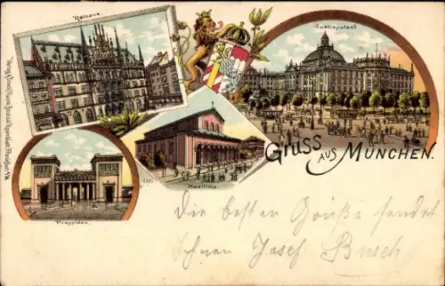 Litho München, Propyläen, Justizpalast, Basilika