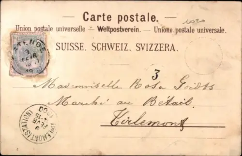 Litho Bern Stadt Schweiz, Parlamentsgebäude, Erlach-Denkmal