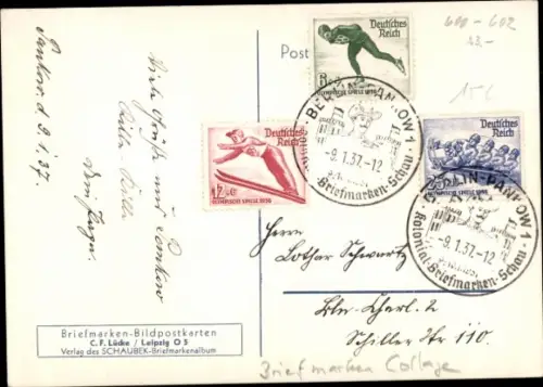 Briefmarken Ak Skispringer, Wintersport, Collage