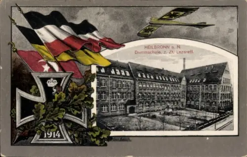 Ak Heilbronn am Neckar, Dammschule, Lazarett