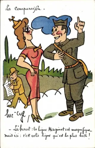 Ak Liebespaar, Soldat spricht eine Frau an, Mann liest eine Zeitung