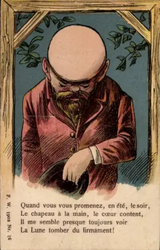 Ak Trauriger Mann mit Hut in der Hand