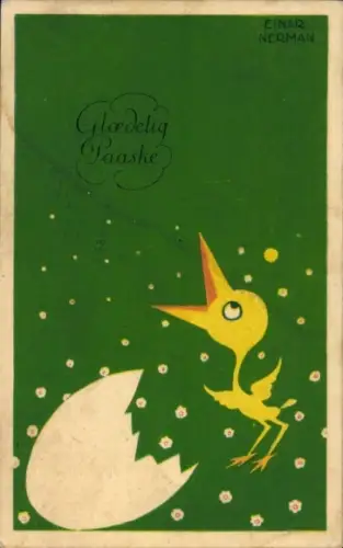 Künstler Ak Nerman, Einar, Glückwunsch Ostern, Küken