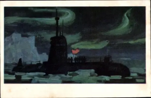 Künstler Ak Atom U-Boot Lenin Komsomol, sowjetische Marine