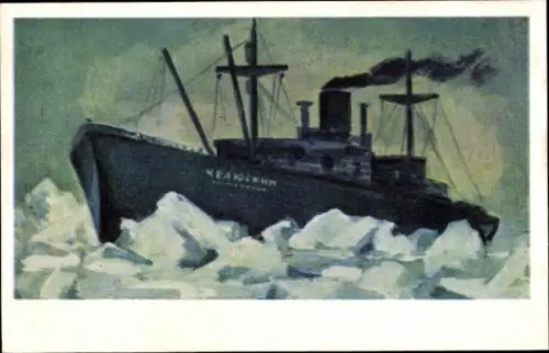 Künstler Ak Schiff Cheliuskin, Tschuktschensee