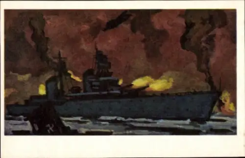 Künstler Ak Sowjetisches Kriegsschiff, Kreuzer Kirow