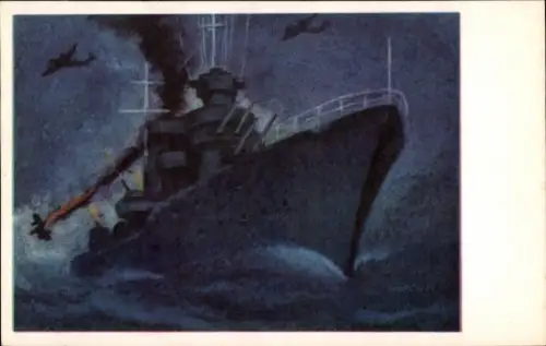 Künstler Ak Sowjetisches Kriegsschiff, Zerstörer Taschkent