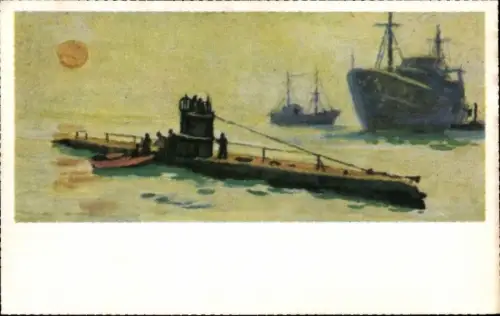Künstler Ak Sowjetisches U-Boot Sewerjanka, Forschungs U-Boot