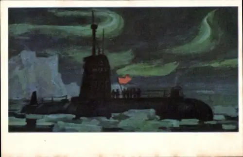 Künstler Ak Atom U-Boot Lenin Komsomol