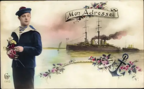 Ak Französisches Kriegsschiff, Matrose