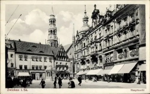 Ak Zwickau in Sachsen, Hauptmarkt, Geschäft Kurt Gehmlich