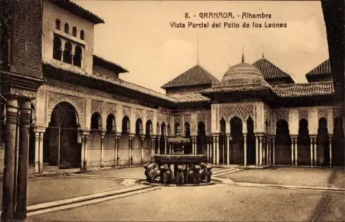 Ak Granada Andalusien Spanien, Alhambra, Patio de los Leones,   Architektur