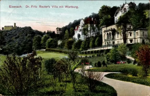Ak Lutherstadt Eisenach Thüringen, Hellthal,  Dr. Fritz Reuter's Villa, Wartburg, Landschaft, Vil
